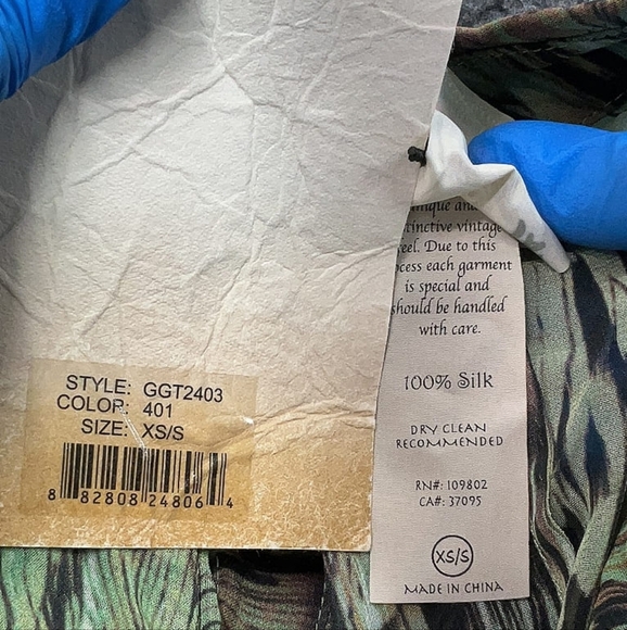 Da-Nang 100% Silk Collared Printed Blouse Size XS/S - Picture 5 of 5